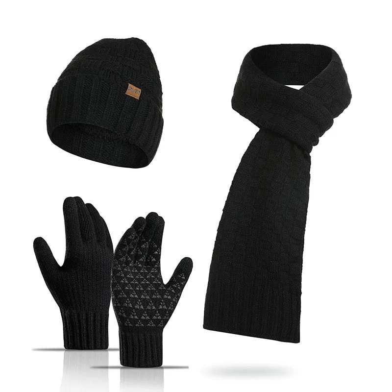 Tiwa Design Beanie Hat Scarf Touch Screen Gloves Set for Men and Women (Ribbed Knit)