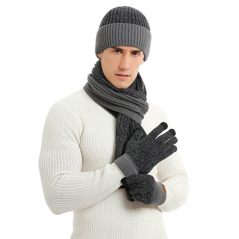 Tiwa Design Beanie Hat Scarf Touch Screen Gloves Set for Men and Women (Ribbed Knit)