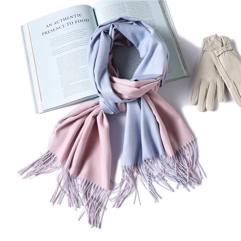 Two Tone Fringe Trim Scarf