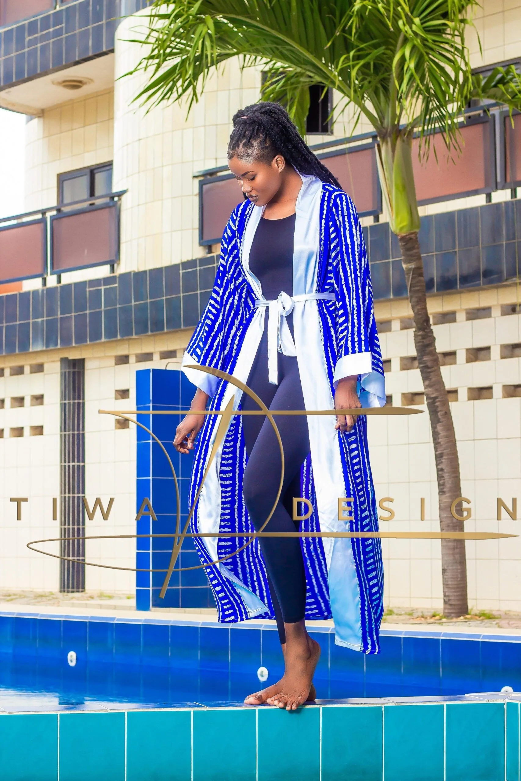 Tiwa Design Blue Pareo Silk Dress