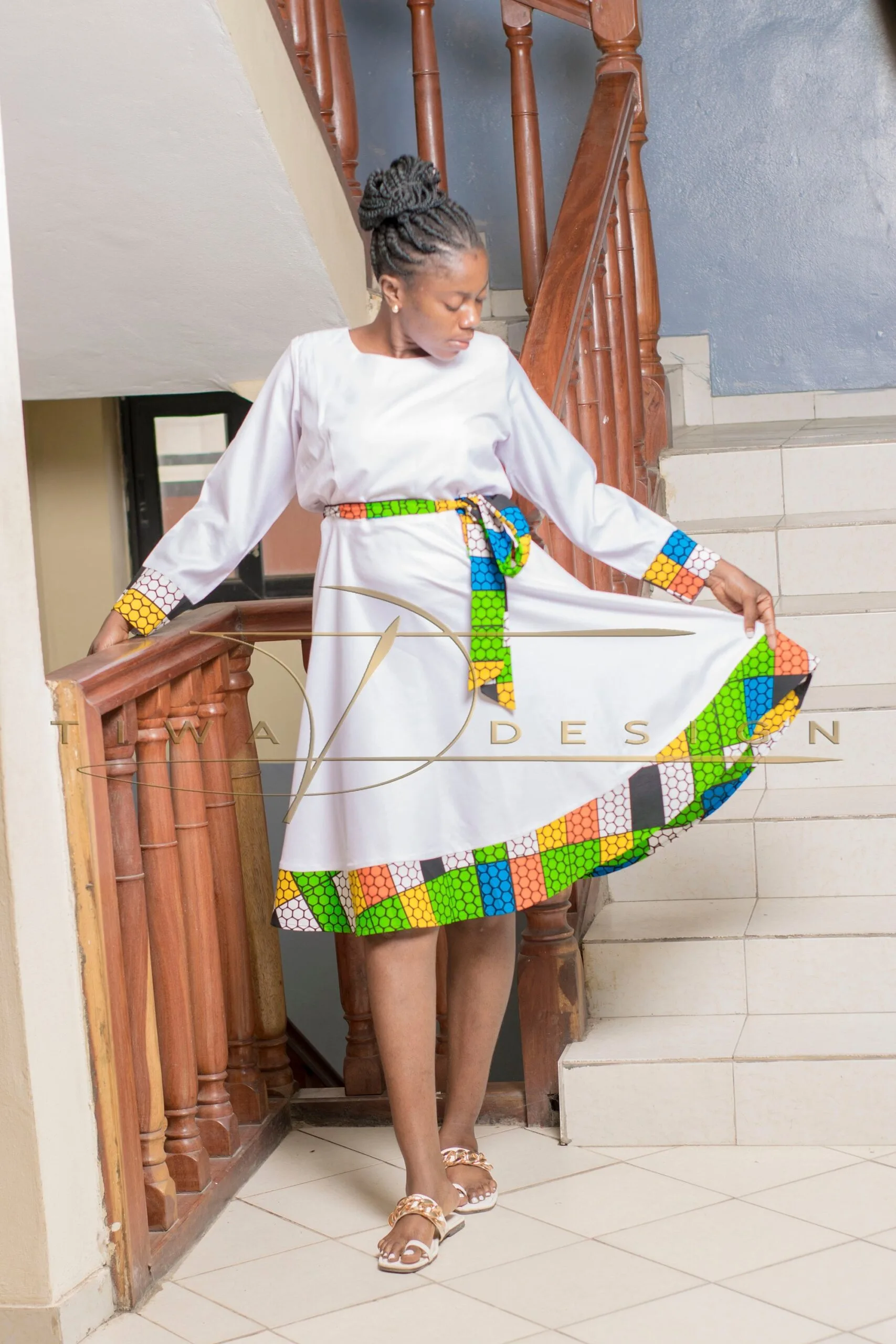 Ankara White dress for Ceremony